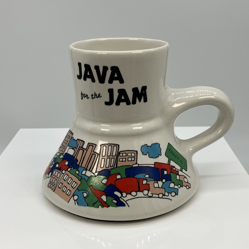 Vtg 1990s Feltman Langer Java for the Jam Coffee Mug Cup Kitschy Quirky Dopamine